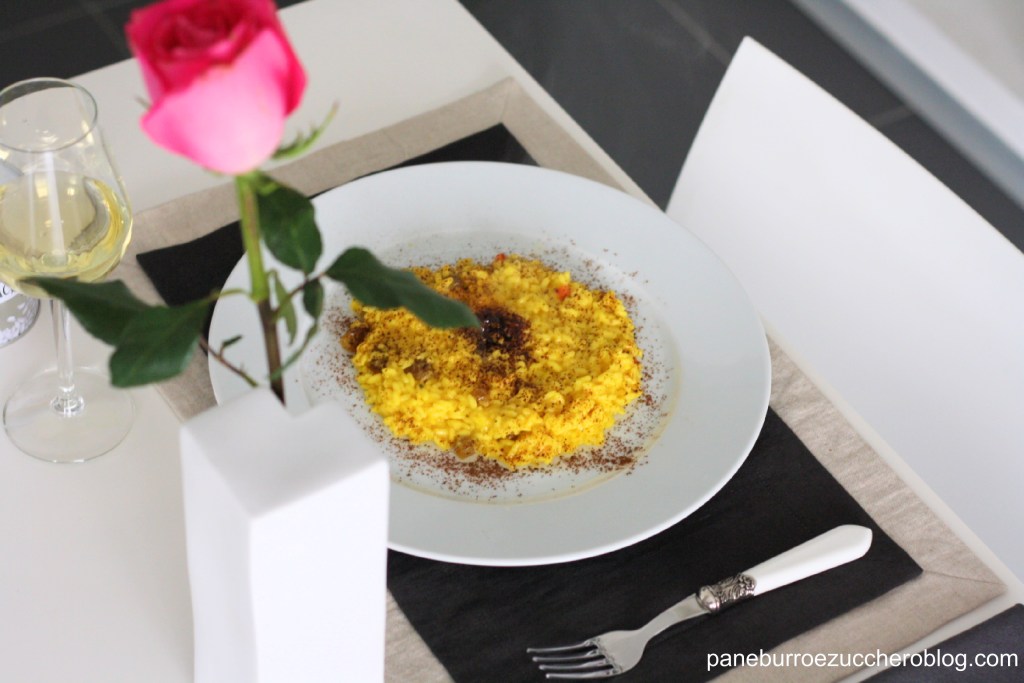 Risotto Acquerello allo zafferano, uvette e liquirizia